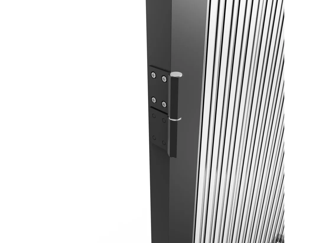 Bloc porte réversible à deux battants en aluminium et verre trempé texturé - 2 x H204 x L93 cm - Noir - LOXTON
