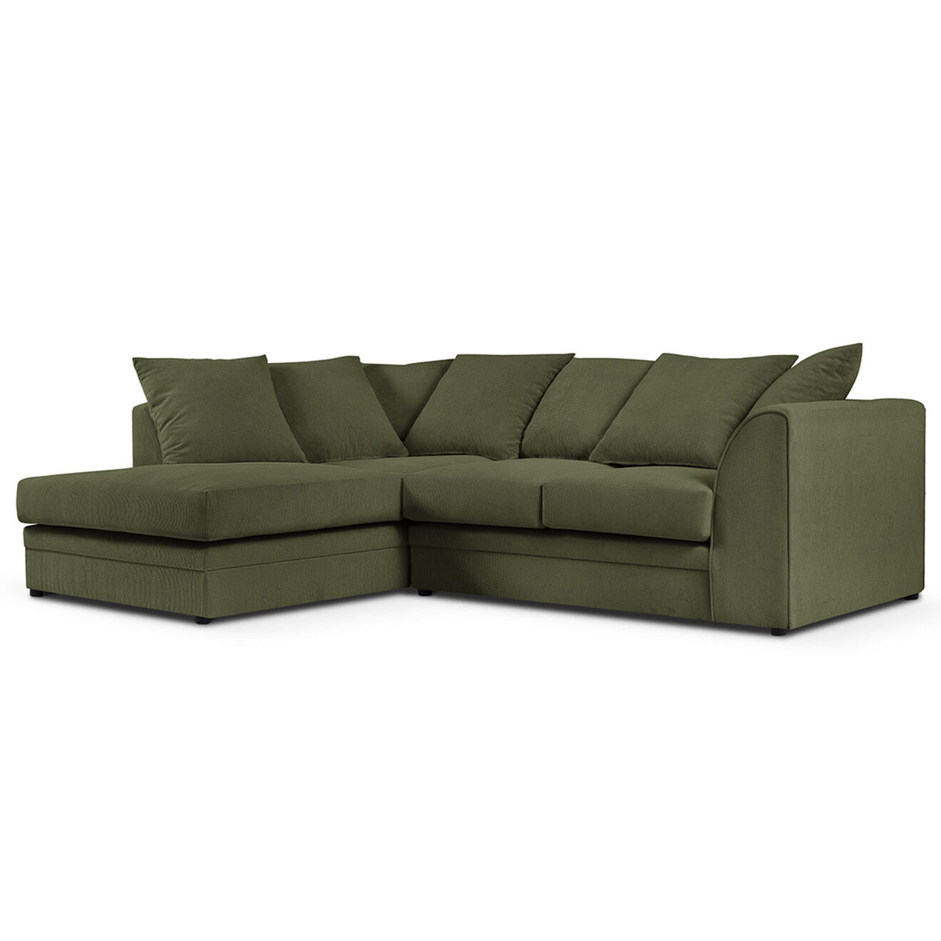 Mazzini Sofas Canapé d'angle Gauche Quince Velours côtelé 4 Places vert - 221x171x80 cm