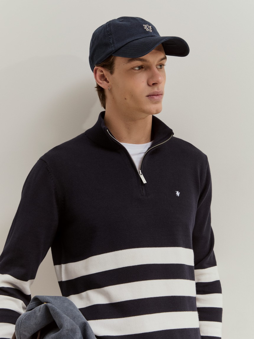 Camisola em malha com riscas
