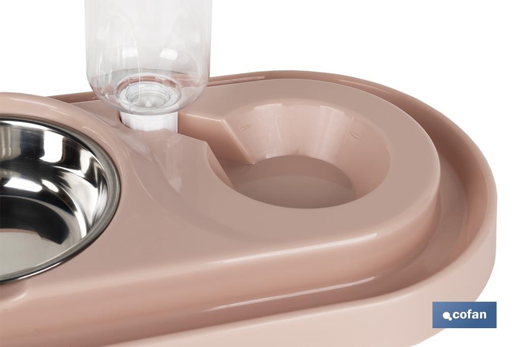 Dispensador de água e comida | Acessório para animais de estimação | Cor nude