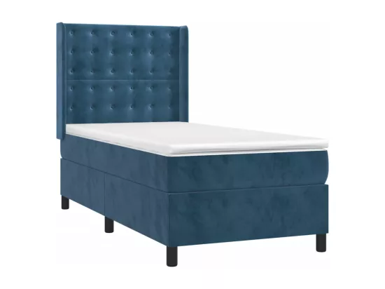 Sommier tapissier et matelas et LED Bleu foncé 90x190cm Velours