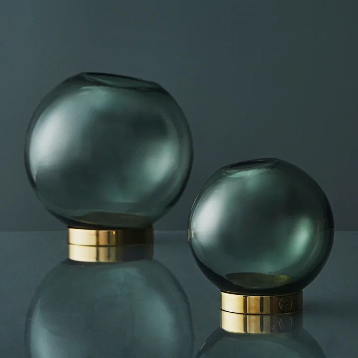 AYTM - Globe Vase large, Ø 21 x H 21 cm, forest / gold