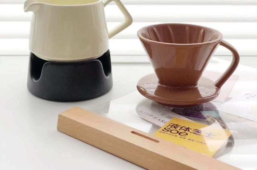 Hashi - Keramische koffielepel / kan / warmer / drinkbeker / set