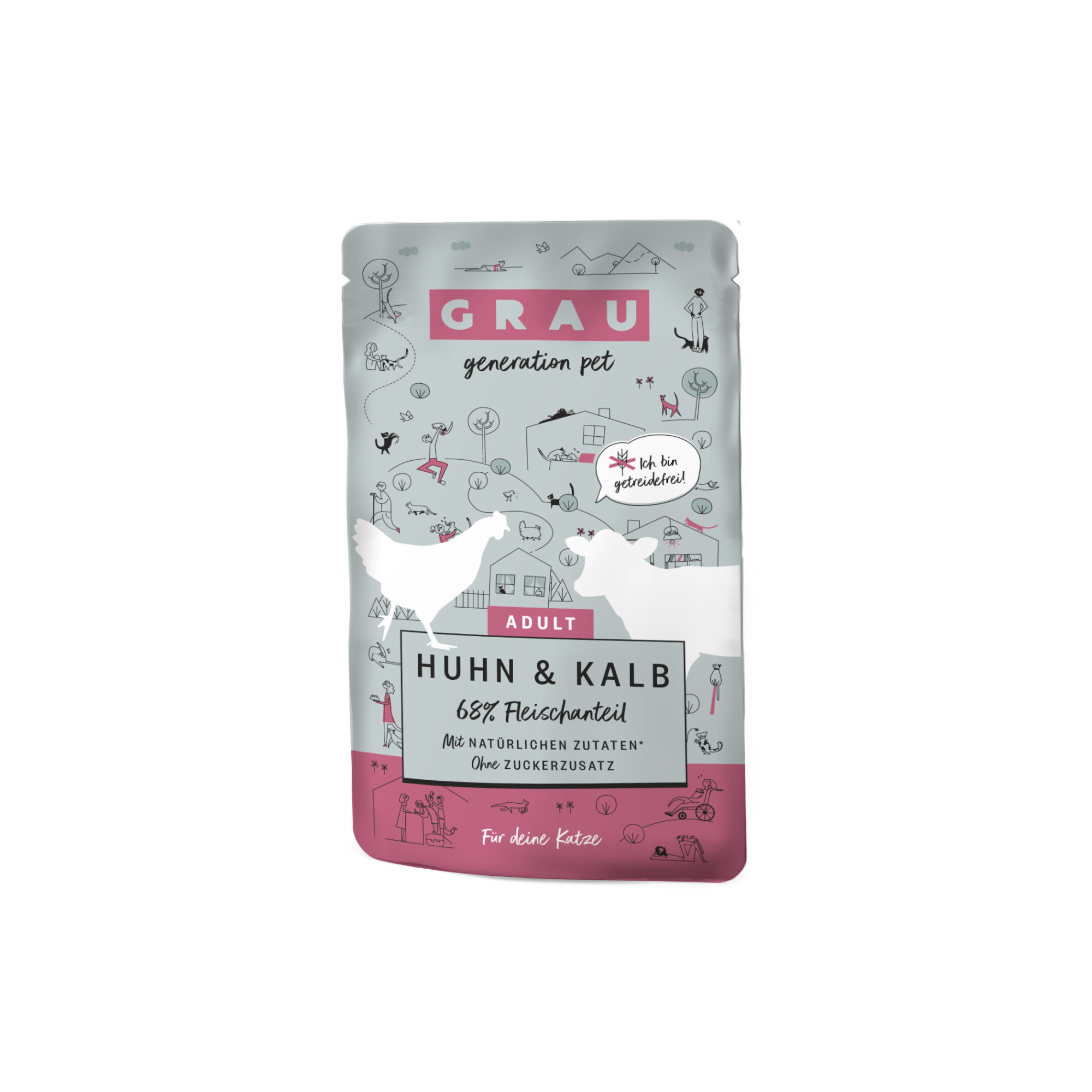 Grau Graanvrij Kattenvoer - Kip & Kalf - Pouch