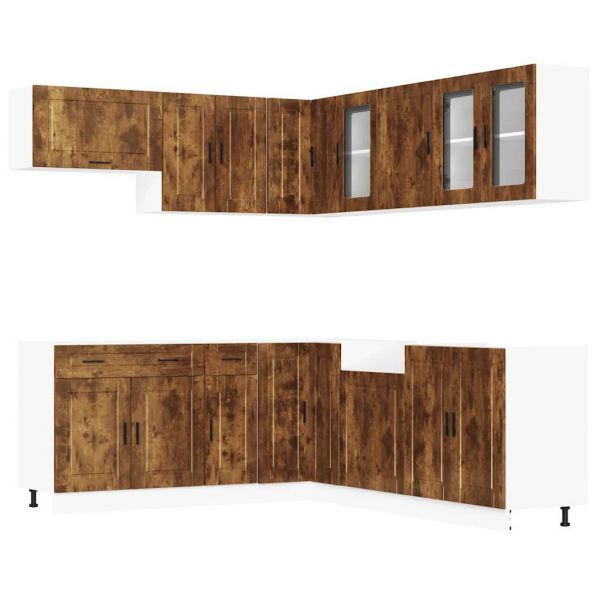 vidaXL 11 Peças Armário de Cozinha Conjunto Porto Carvalho Fumado - 2859374506