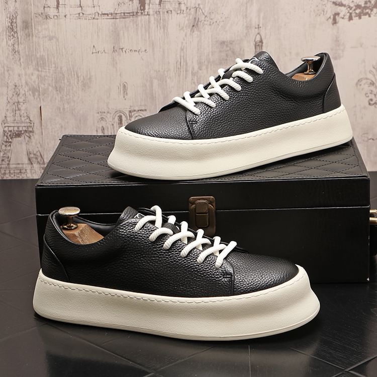 Mr Ozera - Platform Plain Lace Up Sneakers