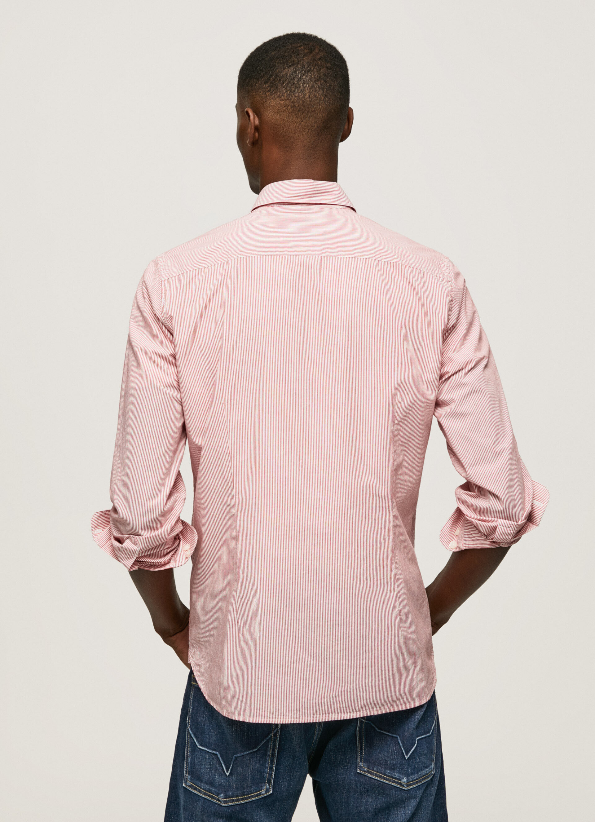 Camisa Percy Bengal listrada em popeline - vermelho estúdio