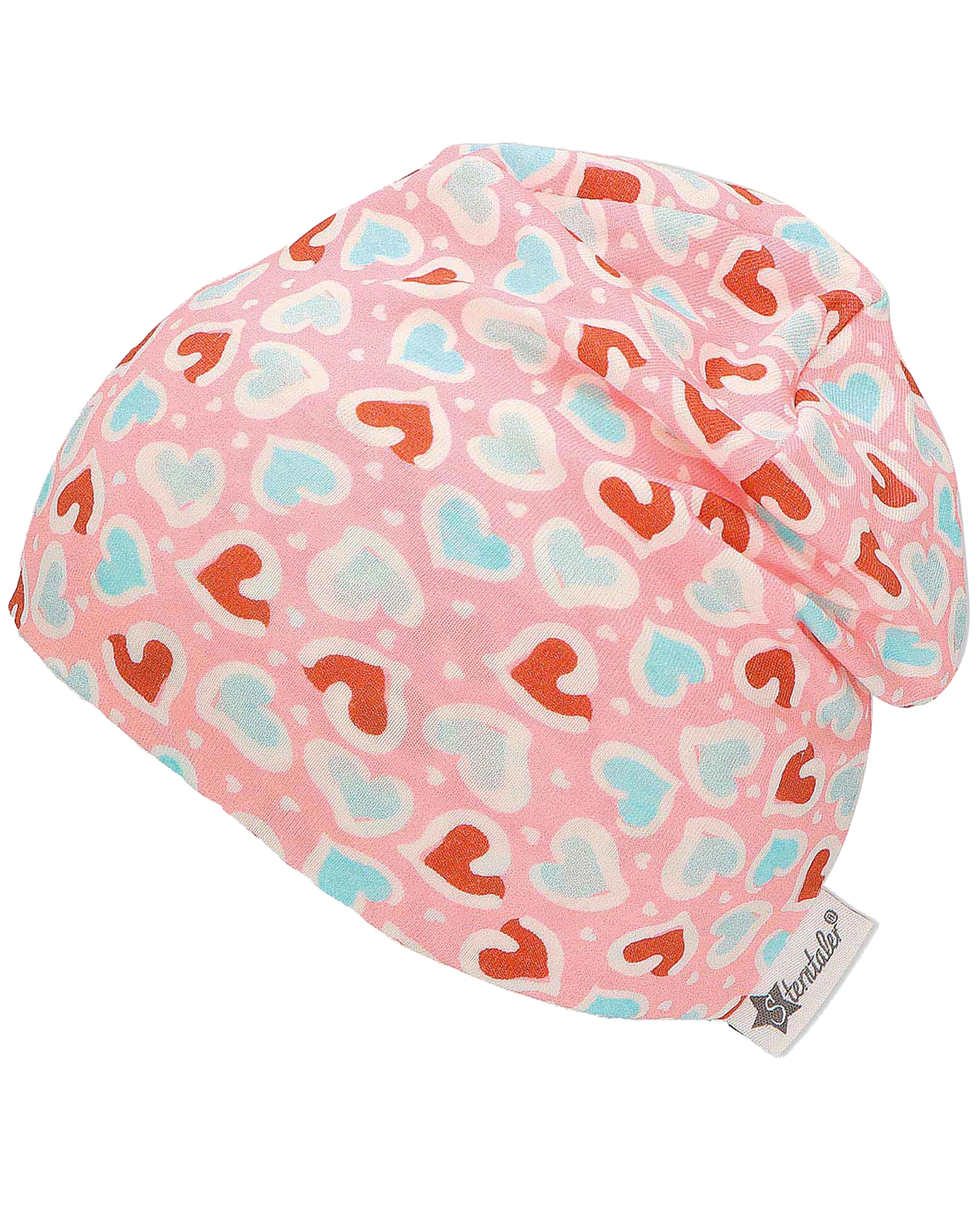 Beanie HEARTS AOP in rosa