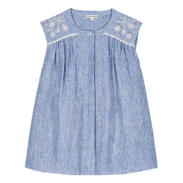 Louise Misha Blouse Duna Rayures Lin - Collection Femme | Bleu