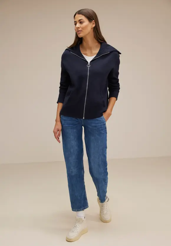 Zipper Troyer Strickjacke - deep blue