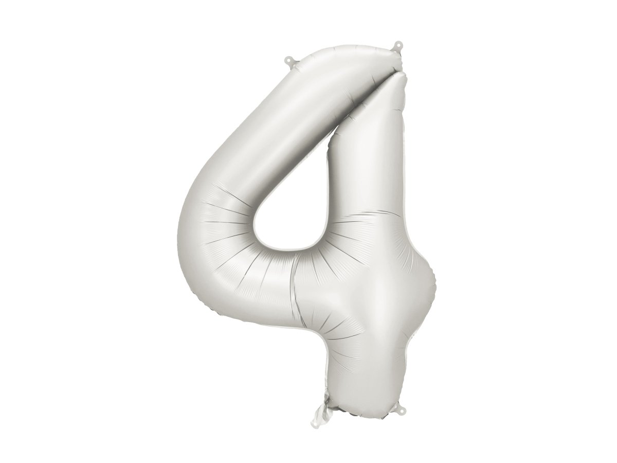 4 Jaar Cijfer Ballon Zilver Satijn Folie Leeg 86cm