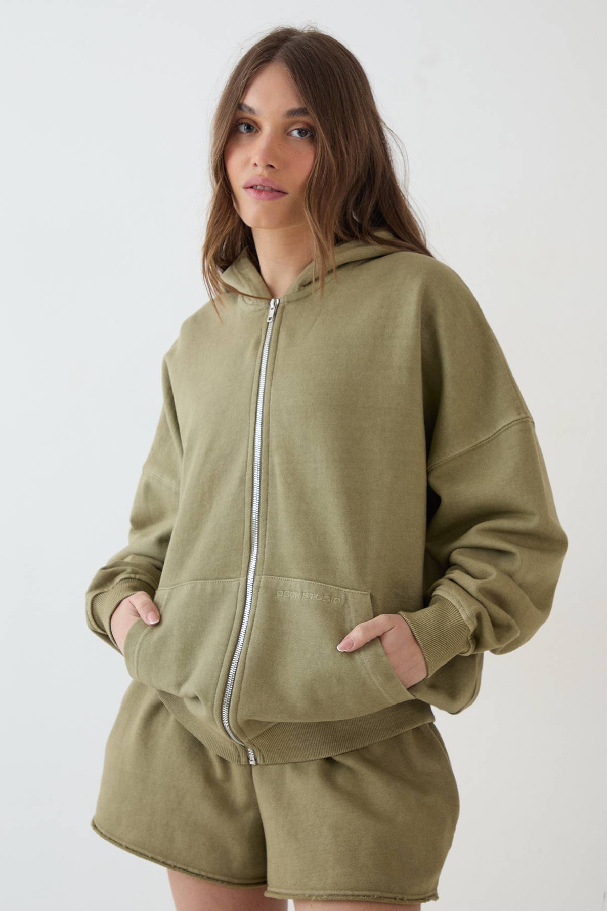 Sweat À Casynthétiqueche Zippé Oversize Effet Délavé Épais Dsgn Studio