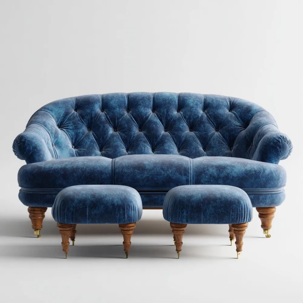 Sofa-Set Samtpolster 150x80x85 cm – Dunkelblau – Klassisches Design