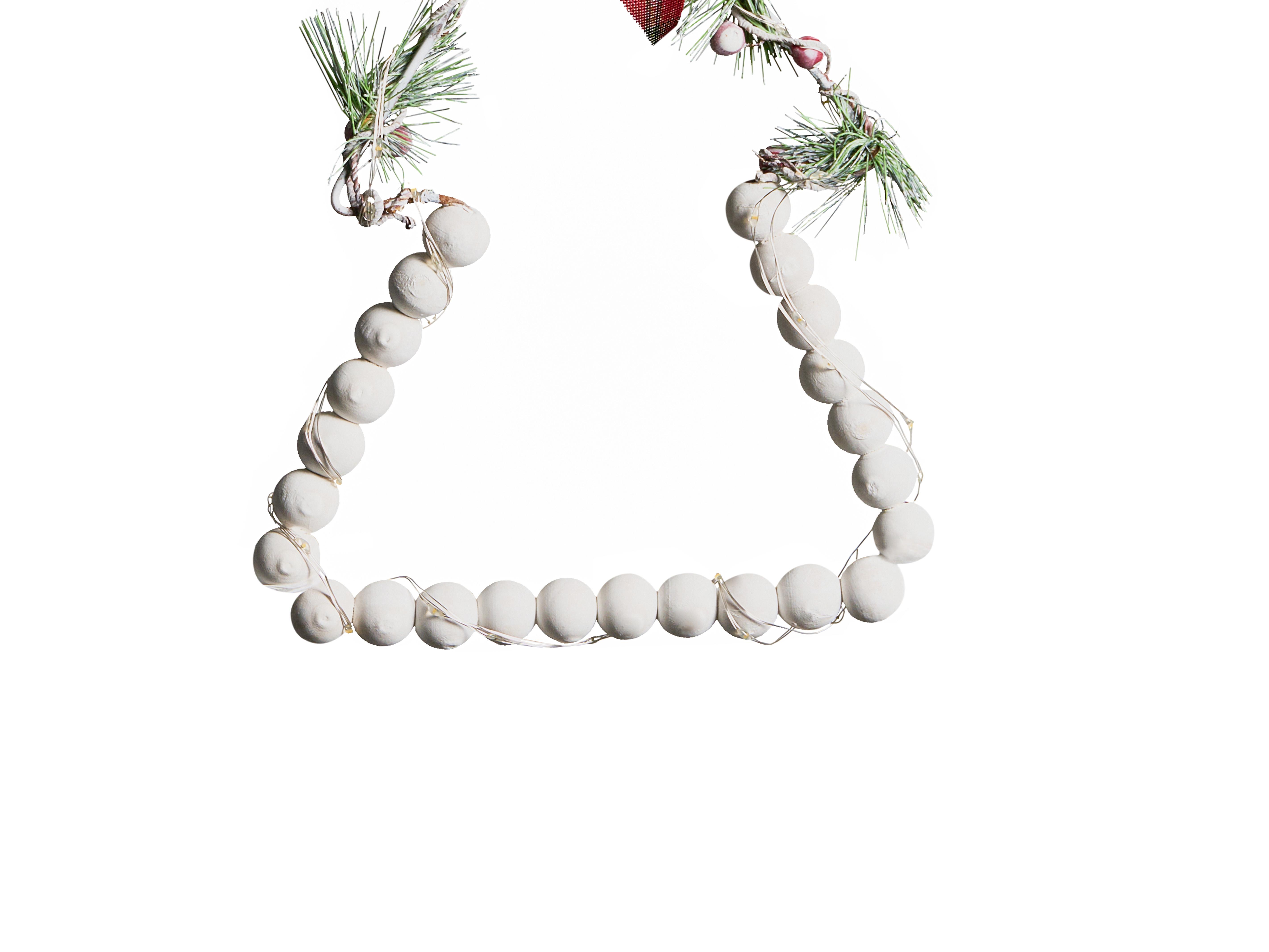 Set van 3 kerstdecoraties LED KYVESI Kerstboom 20/25/30 cm Wit