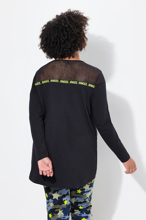 Sweatshirt, A-Linie, Mesh-Einsatz, Wording-Tap