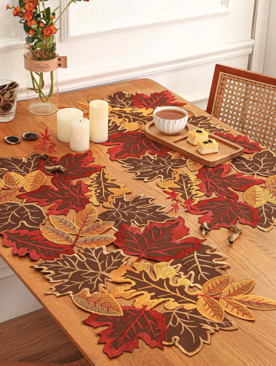 (87x38cm) Herbst Tischläufer Thanksgiving Tischtuch Herbstlaub Home Deko - Blätter