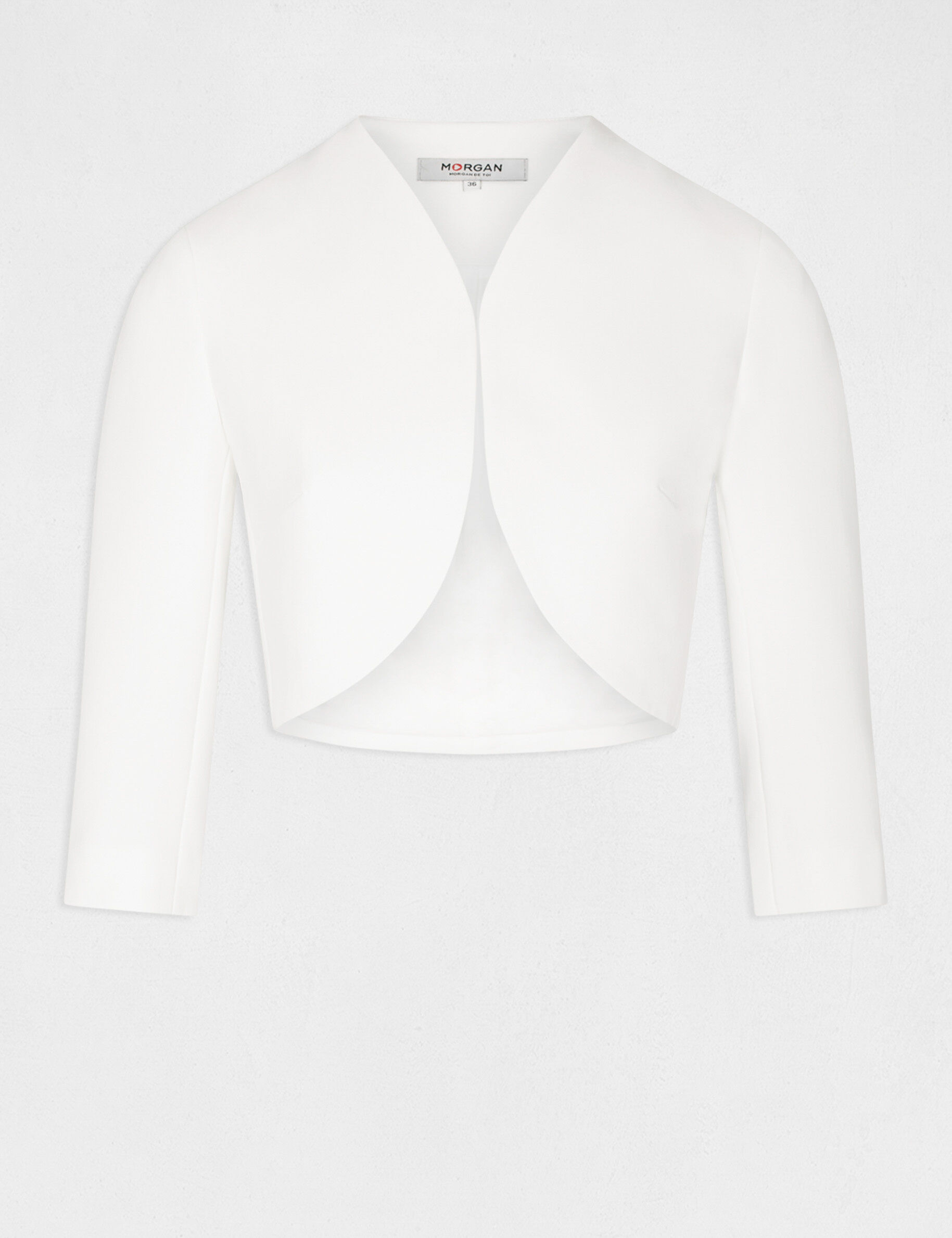 Veste droite manches 3/4 ecru femme - ecru