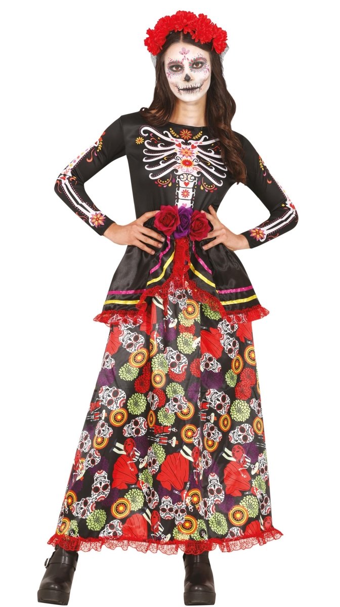 Dia De Los Muertos Jurk Gekleurd Dames