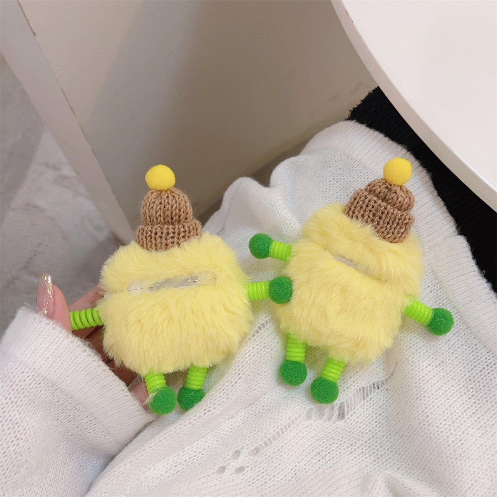AirPods Pro Gummi Case Plüsch Schutzhülle - Feder Monster (Gelb)