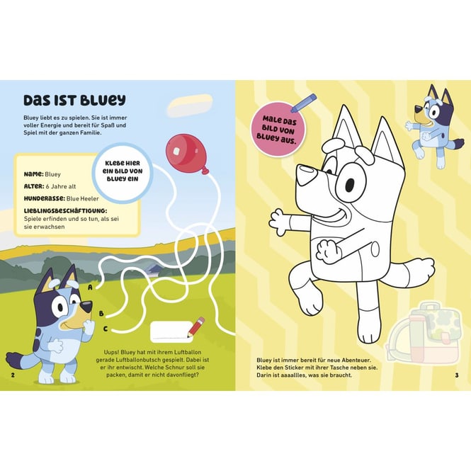 Bluey - Hallo Bluey - Rätsel- und Stickerbuch
