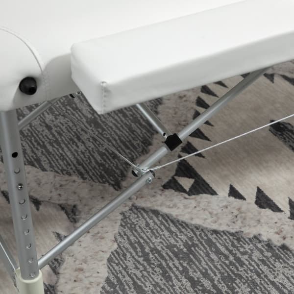 Sammenleggbart massasjebord, høydejusterbart med pute for salong og spa, plast og aluminium, hvit, 215 x 60 x 61-84 cm