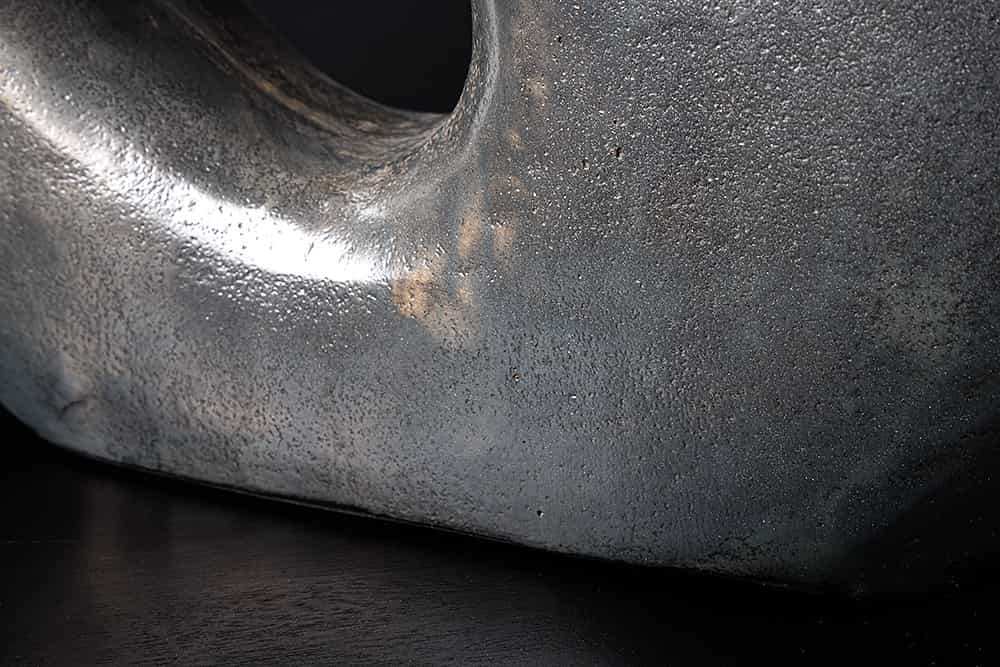 Handgefertigte Vase RING 30cm dunkelgrau Metall Dekoration Blumenvase