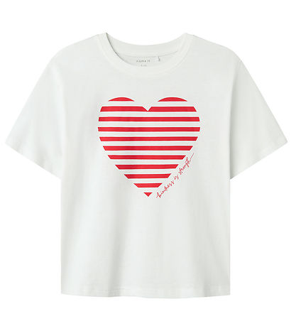 Name It T-Shirt - NkfFesko - Bright White m. Herz