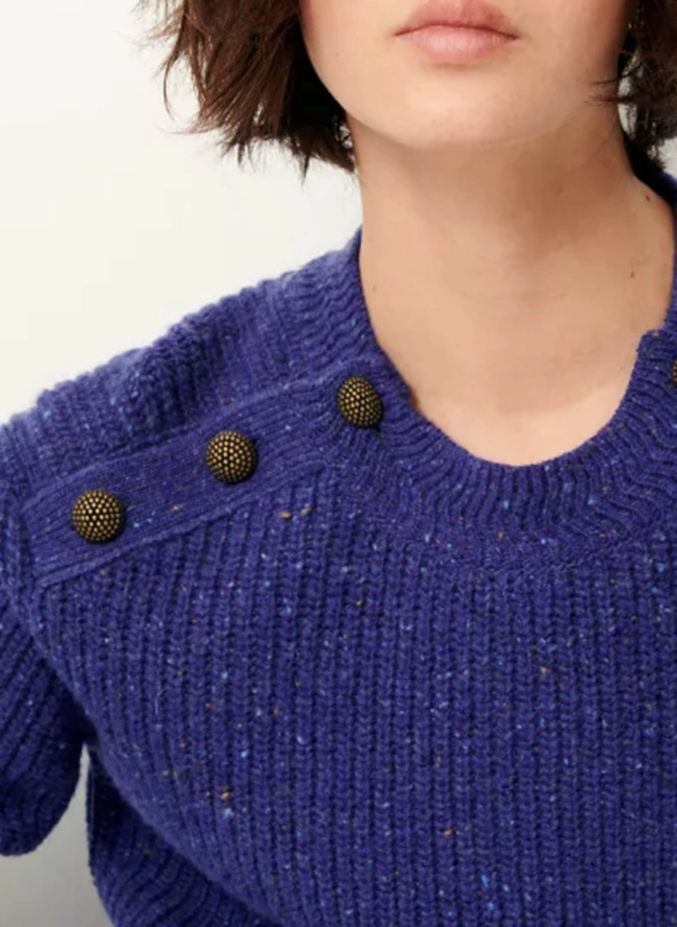 MAGELLAN - Pull droit col rond en laine mélangée | Bleu