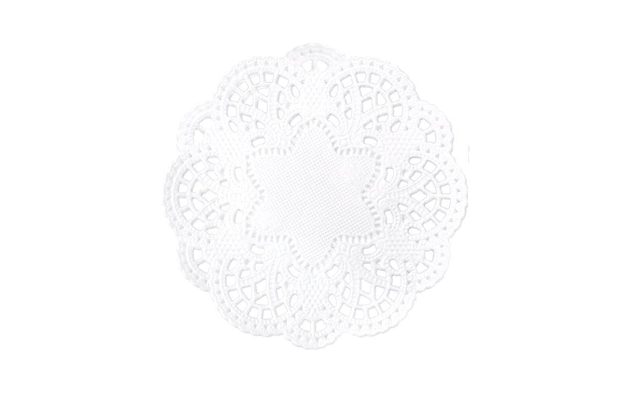 Dekountersetzer Barock 40 Stück, Weiss, 10 cmLebensmittelechtes Tassendeckchen