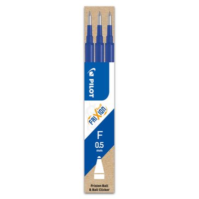 Pilot Frixion Ball - 3 Recharges pour rollers effaçables - 0,5 mm - bleu