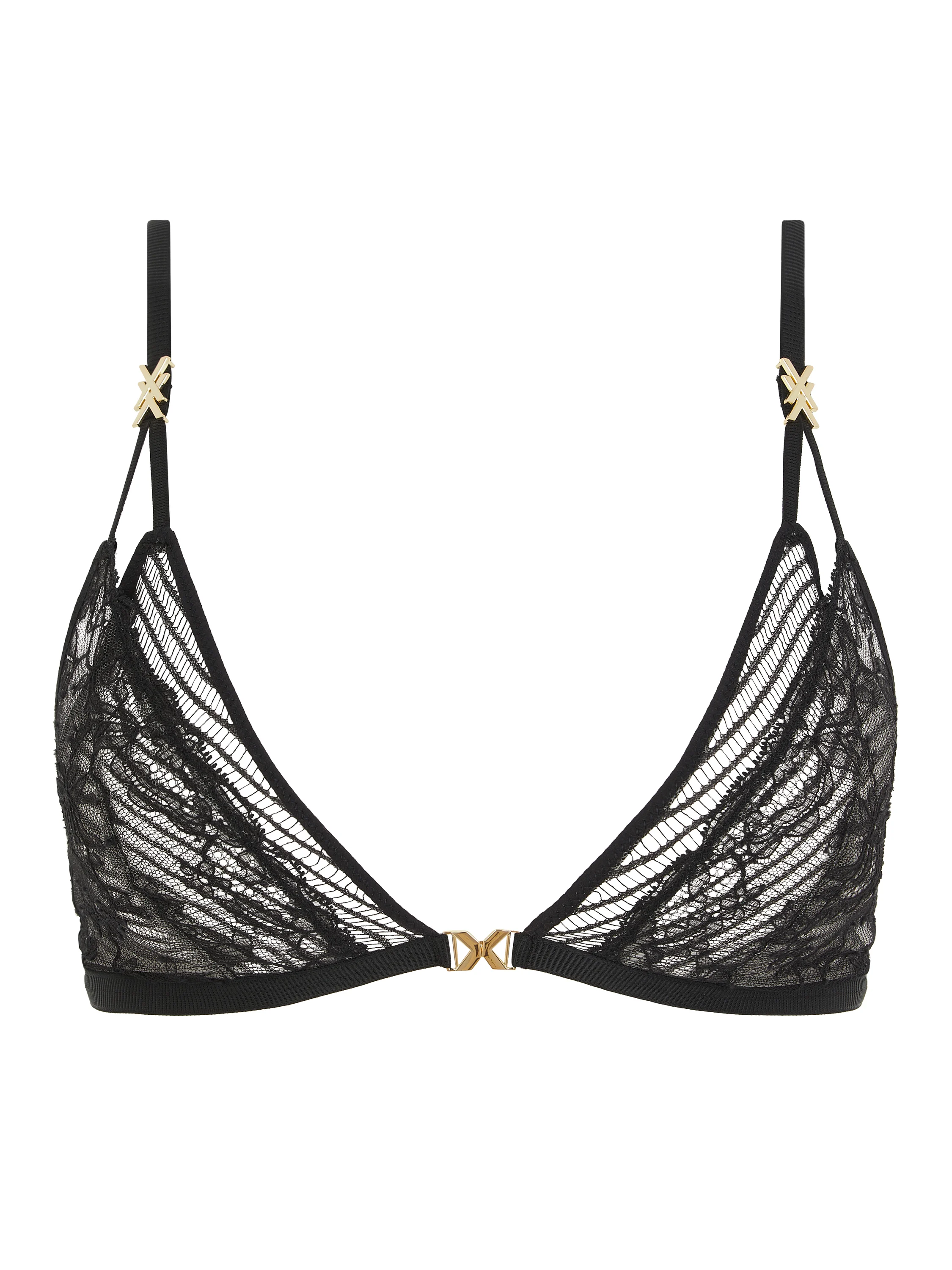TXTURE - Soutien-gorge sans armature triangle fermeture avant avec dentelle de leavers | Noir
