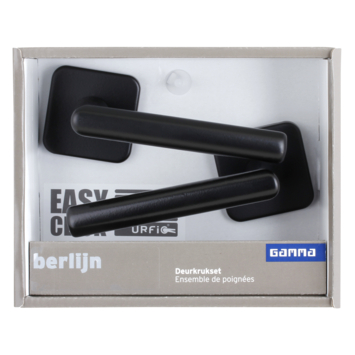 Gamma deurkruk set Berlijn vierkant rozet zwart aluminium