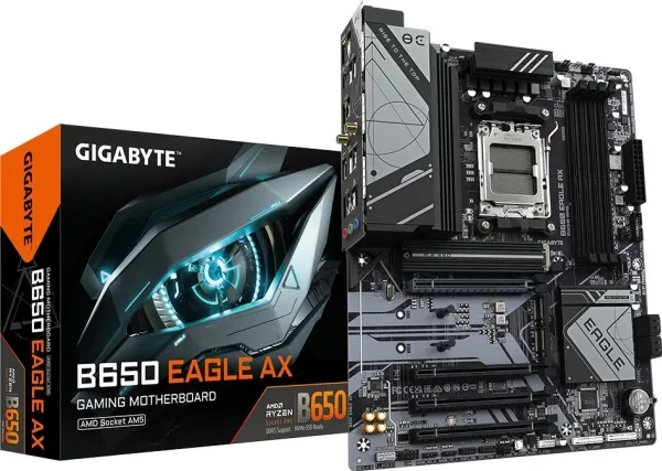 Gigabyte B650 EAGLE AX - Bundkort - ATX - Socket AM5 - AMD B650 Chipset - USB-C 3.2 Gen 1, USB 3.2 Gen 2, USB 3.2 Gen 1 - Gigabit LAN - onboard grafik (CPU påkrævet) - HD Audio (8-kanaler)