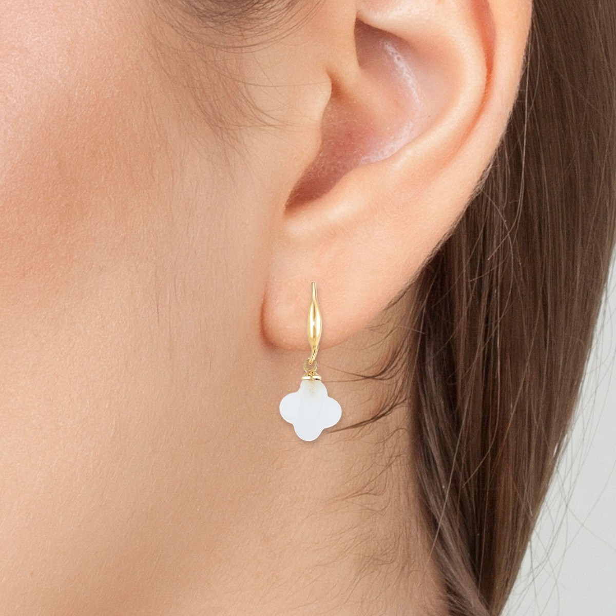 Boucles d'oreilles SC Bohème ornées de quartz blanc
