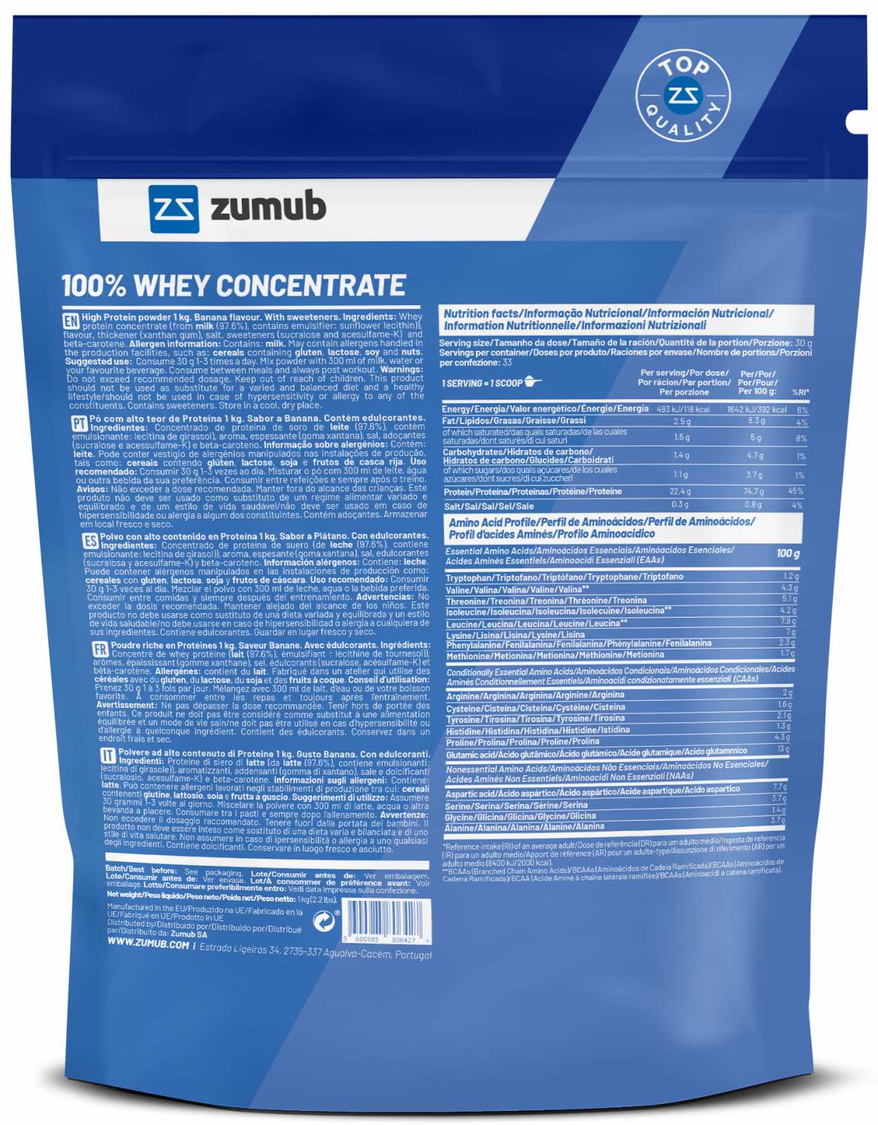 Zumub Concentrado de Soro de Leite 100% Puro 30g