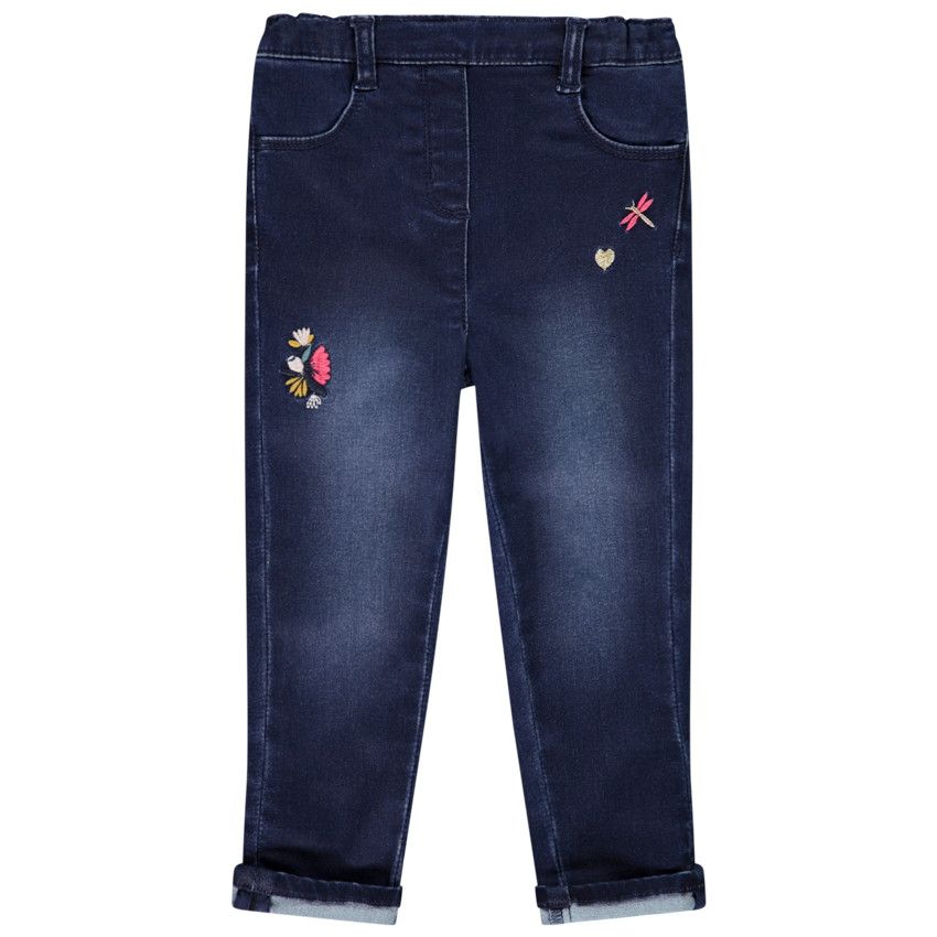 Jegging en denim avec broderies pour bébé fille - Bleu moyen