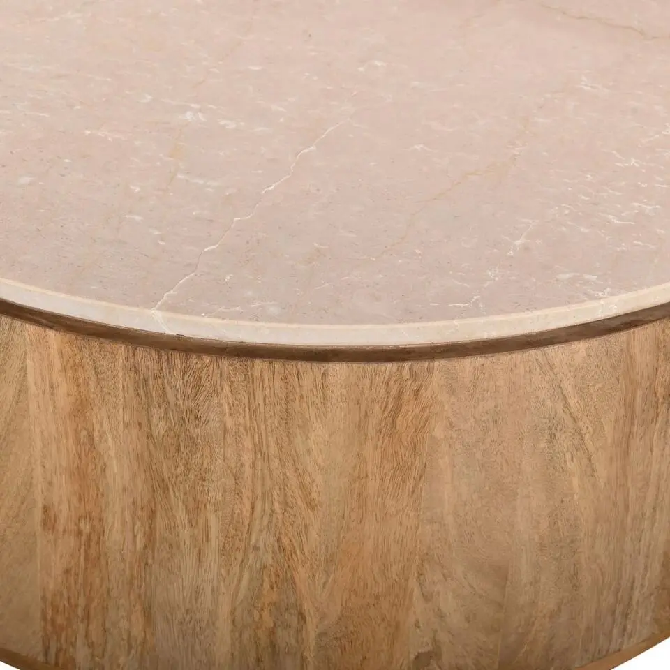 Salontafel Marmer Naturel - 90x90x35cm - Rond - Elan