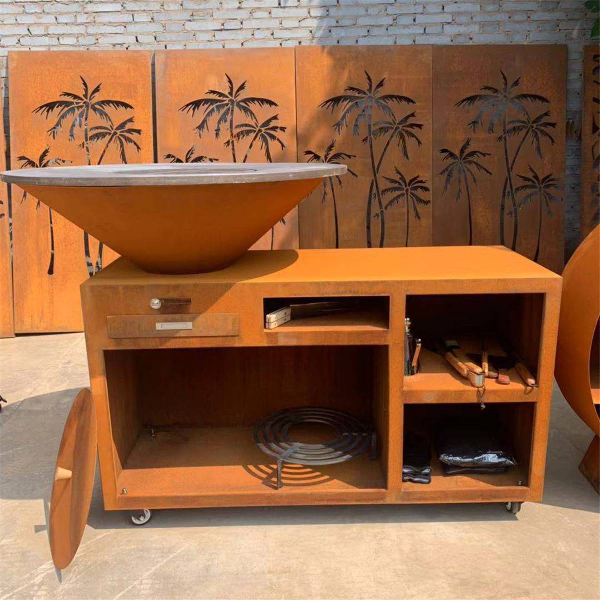 Brasero ø100cm acier corten avec socle xl