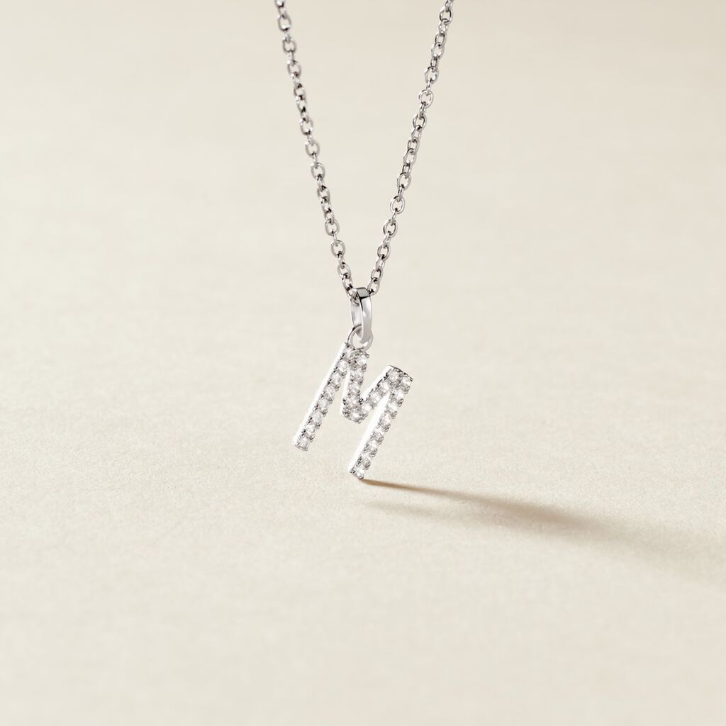 Pendentif Klementine Or Blanc Oxyde De Zirconium