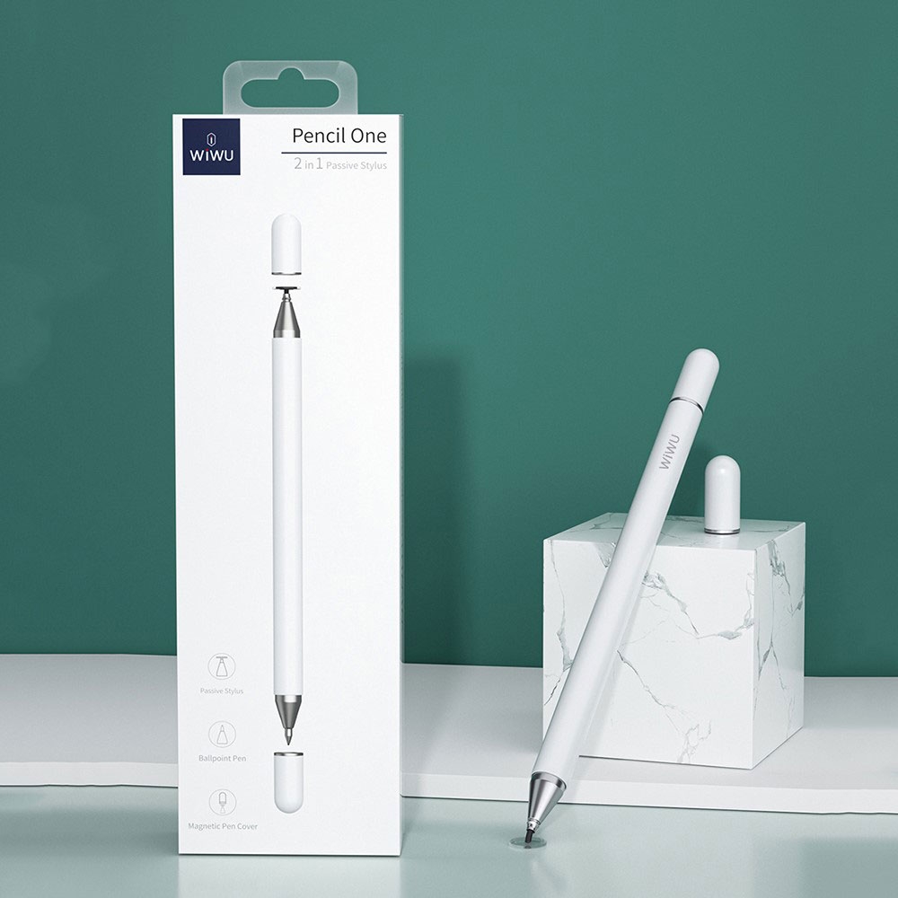 Pencil One 2in1 Passiver Kapazitiver Stylus Touch Pen   Kugelschreiber (iOS / Android / Windows) - Weiss