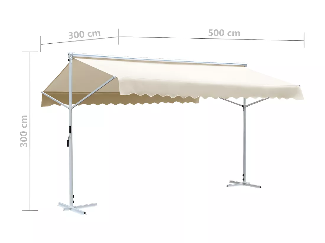 Auvent sur pied 500 x 300 cm Crème