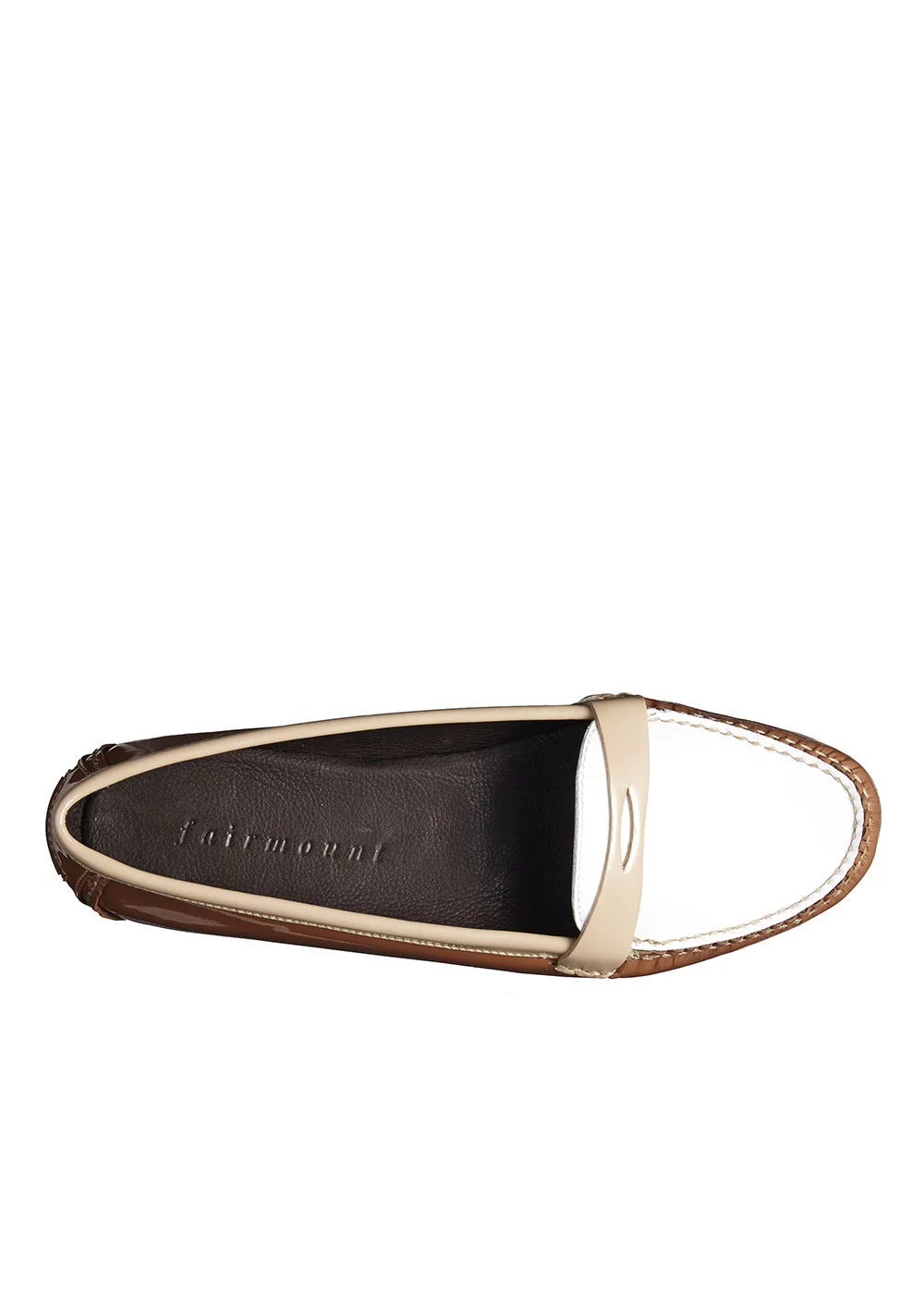ROUND MOC TRI VERNIS BLANC BEIGE MARRON