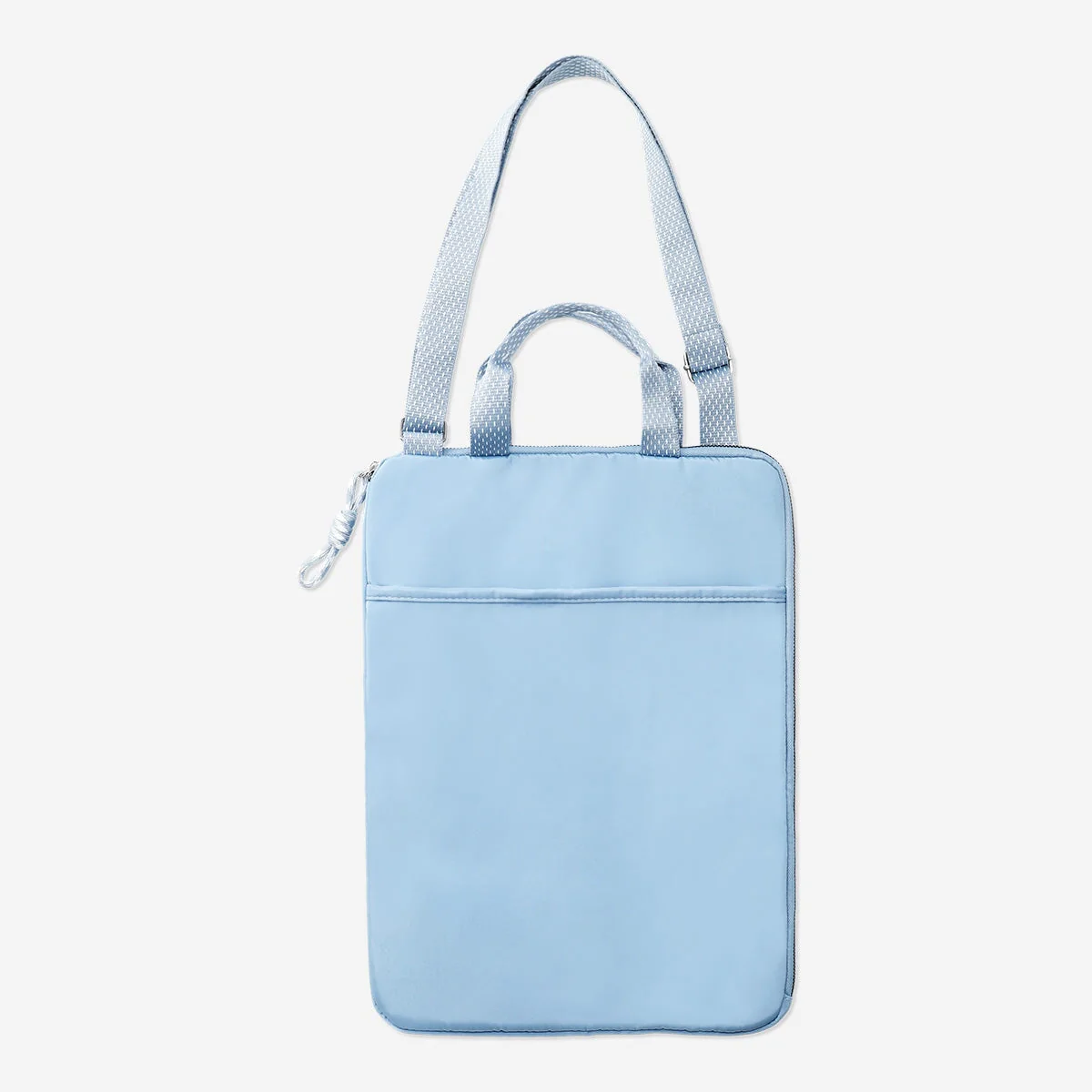 Lyseblåt laptop-sleeve med bærestrop