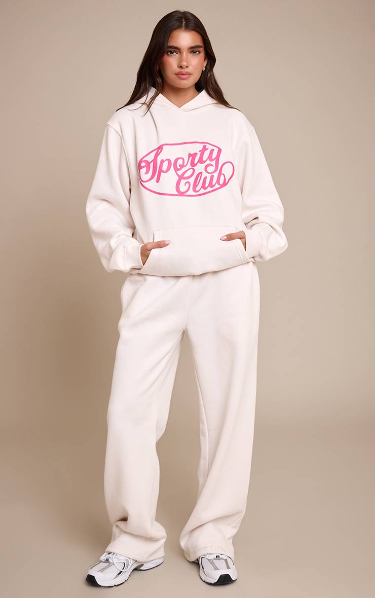 Crème Pantalon De Jogging Droit En Molleton De Coton Sports Club