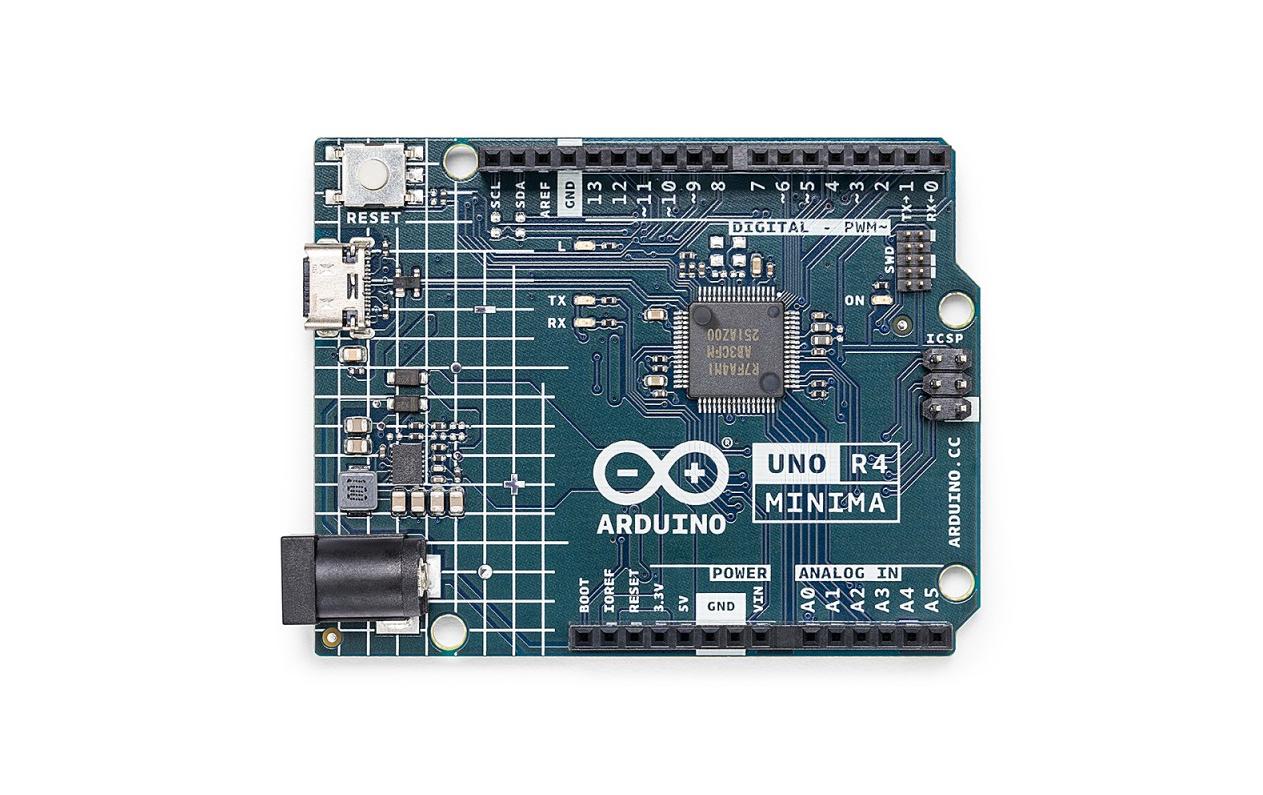 Entwicklerboard Arduino UNO R4 MinimaVielseitiges Arduino Entwicklerboard mit Renesas RA4M1 Microcontroller