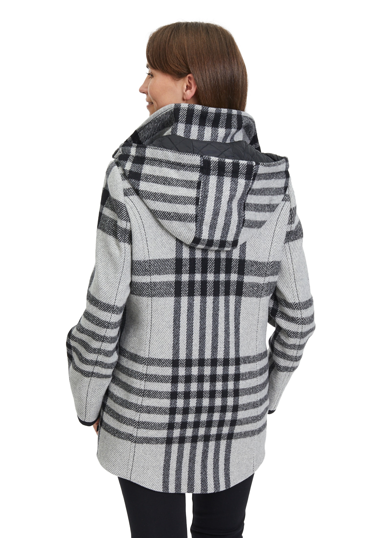 Gil Bret Wolljacke mit Kapuze kariert mit Kapuze