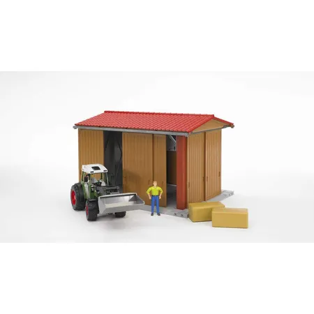 BRUDER® 62620 bworld Landmaschienenhalle mit Figur, Fendt 209, Frontlader und Zubehör