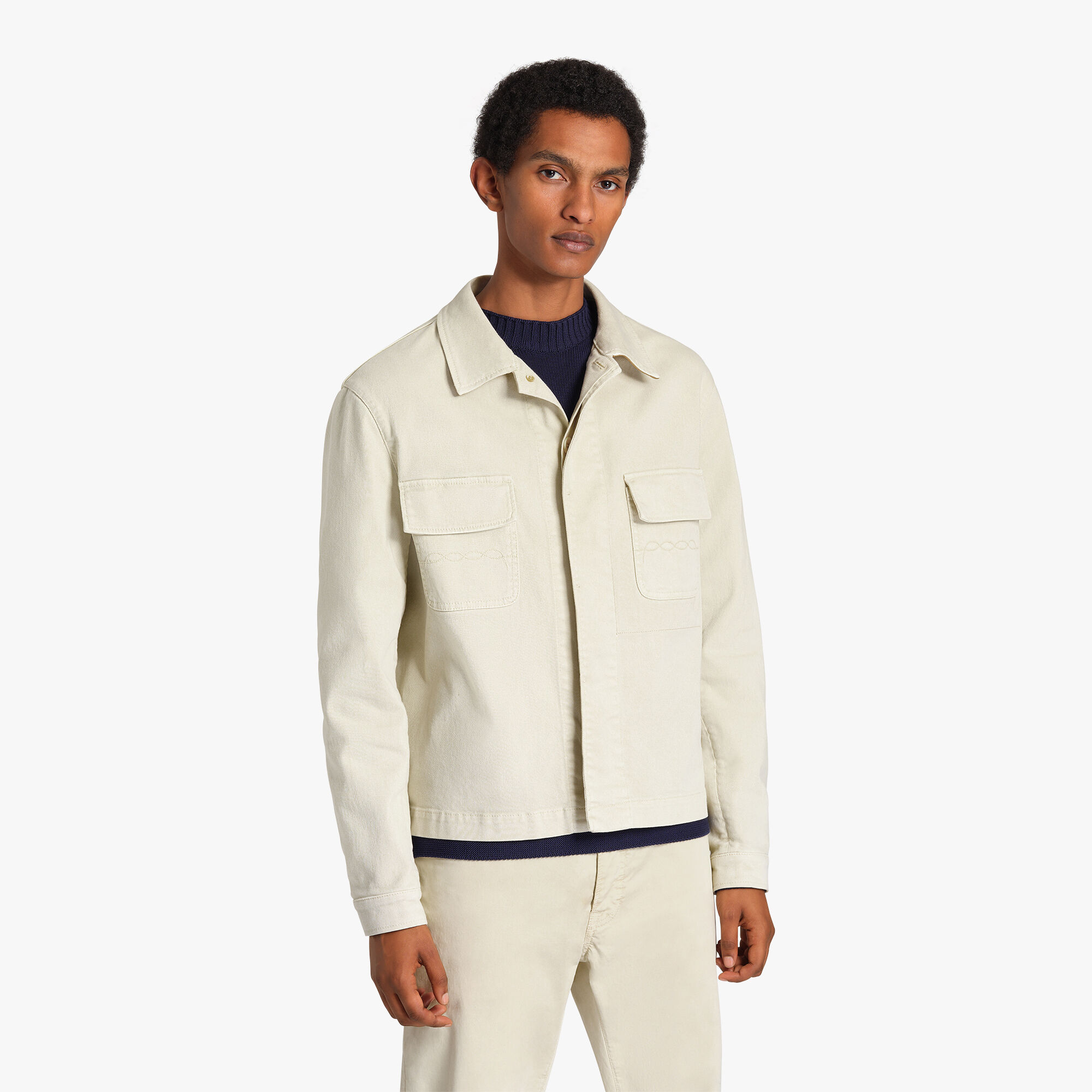 Veste En Coton Teinte En Pièce