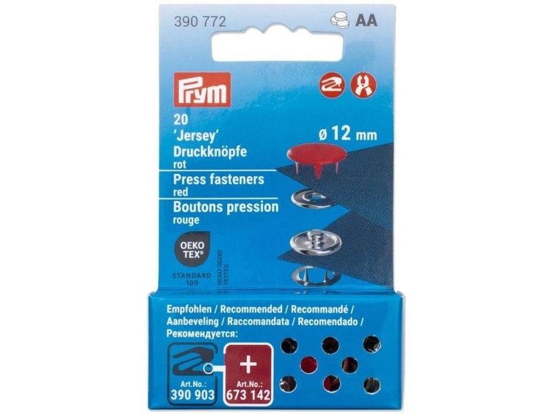 Prym Druckknöpfe Jersey 12 mm, Rot Bunt lackierte Jersey Druckknöpfe