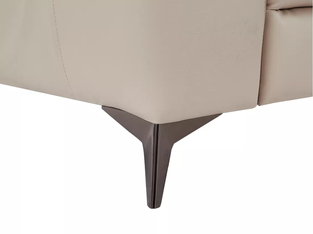 Canapé d'angle droit relax électrique en cuir crème FORLO